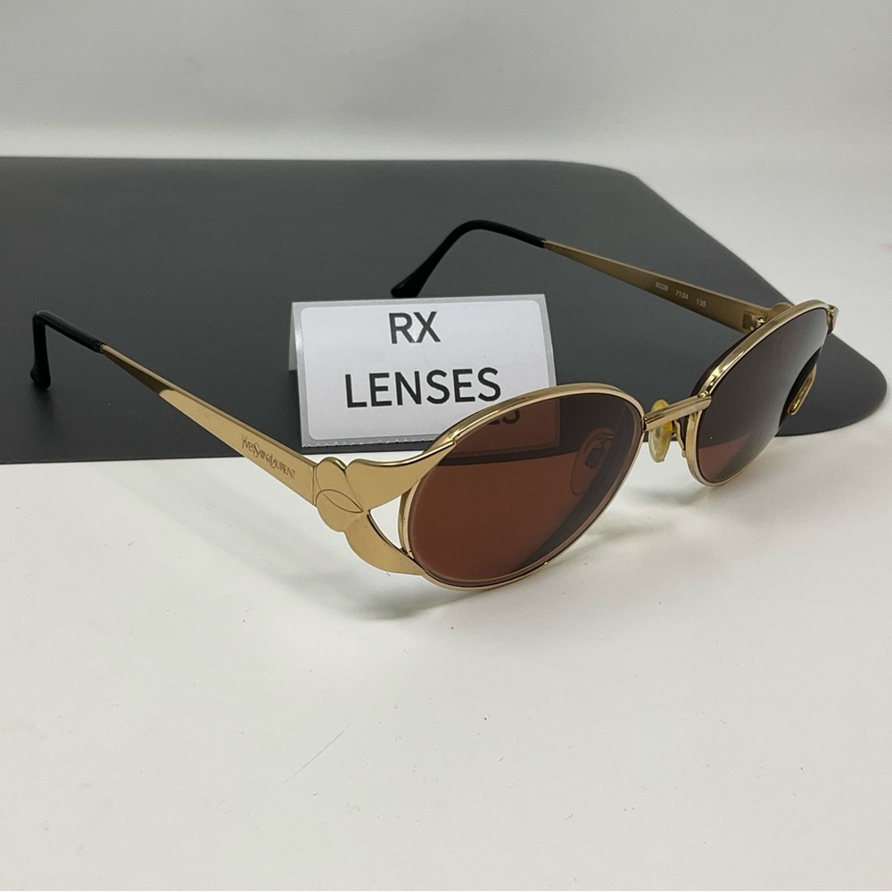 Saint Laurent Gold Frame Sunglasses with Brown Lenses